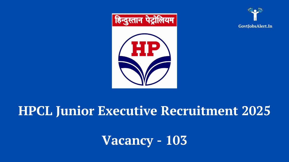 Hpcl logo with text overlay "hpcl junior executive recruitment 2025 - 103 vacancies for diploma engineers"