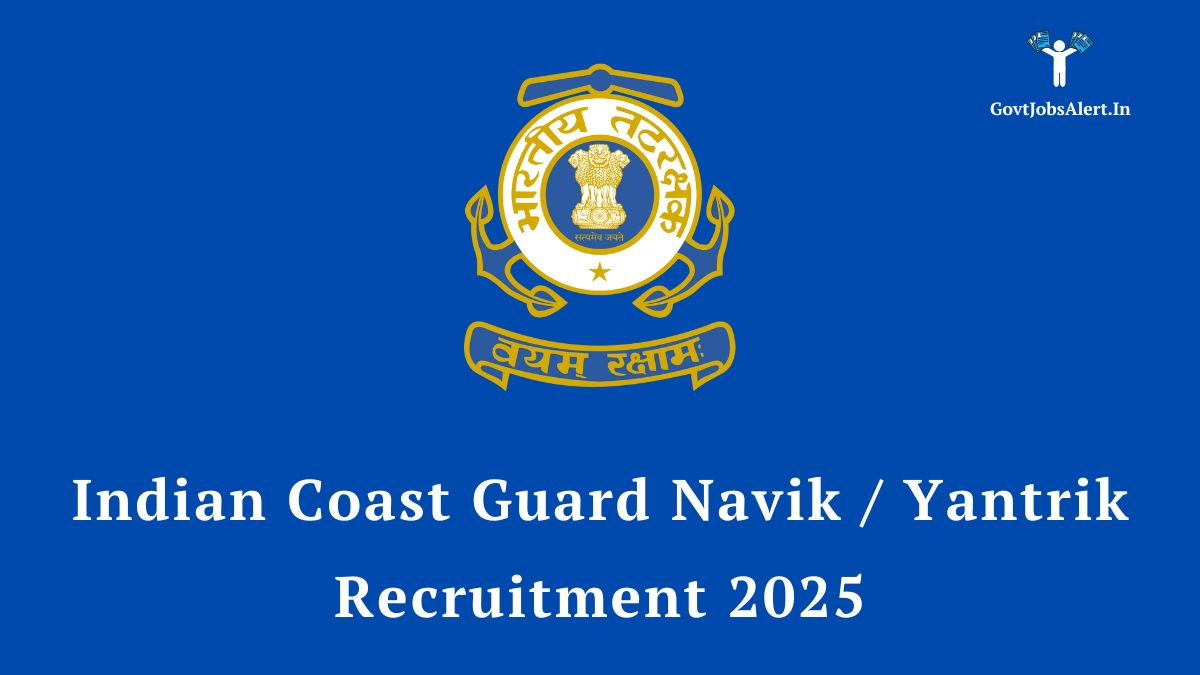 Indian coast guard ship on patrol in the sea, representing the navik and yantrik recruitment drive for 2025.