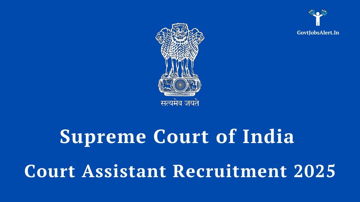 The supreme court of india building, representing the sci recruitment 2025 for senior and junior court assistant posts.