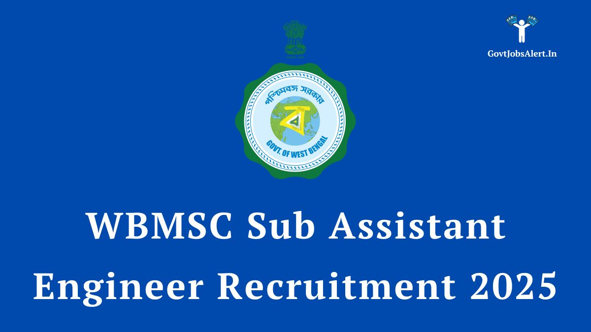 Wbmsc sub assistant engineer recruitment 2025 notification for 125 civil, mechanical, and electrical posts. Apply online at mscwb. Org.