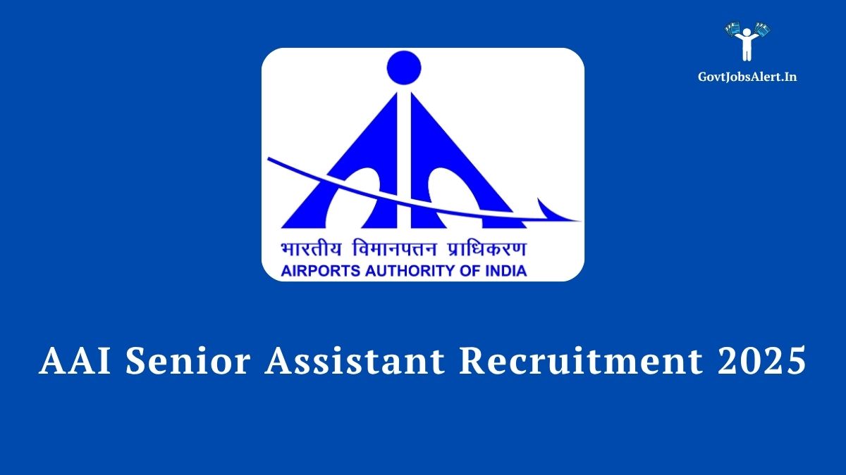 Aai senior assistant recruitment 2025 notification banner showing the airports authority of india logo. Apply online for 32 vacancies.