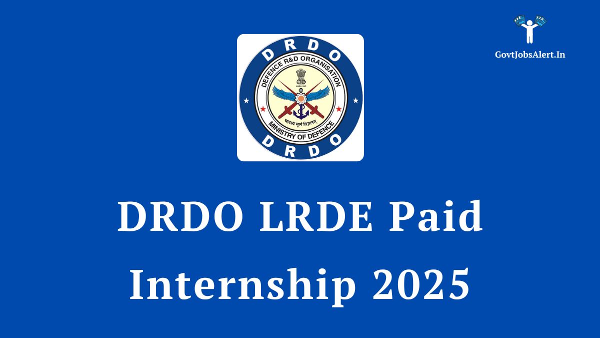 Drdo lrde paid internship 2025 announcement, featuring the drdo logo and text for recruitment