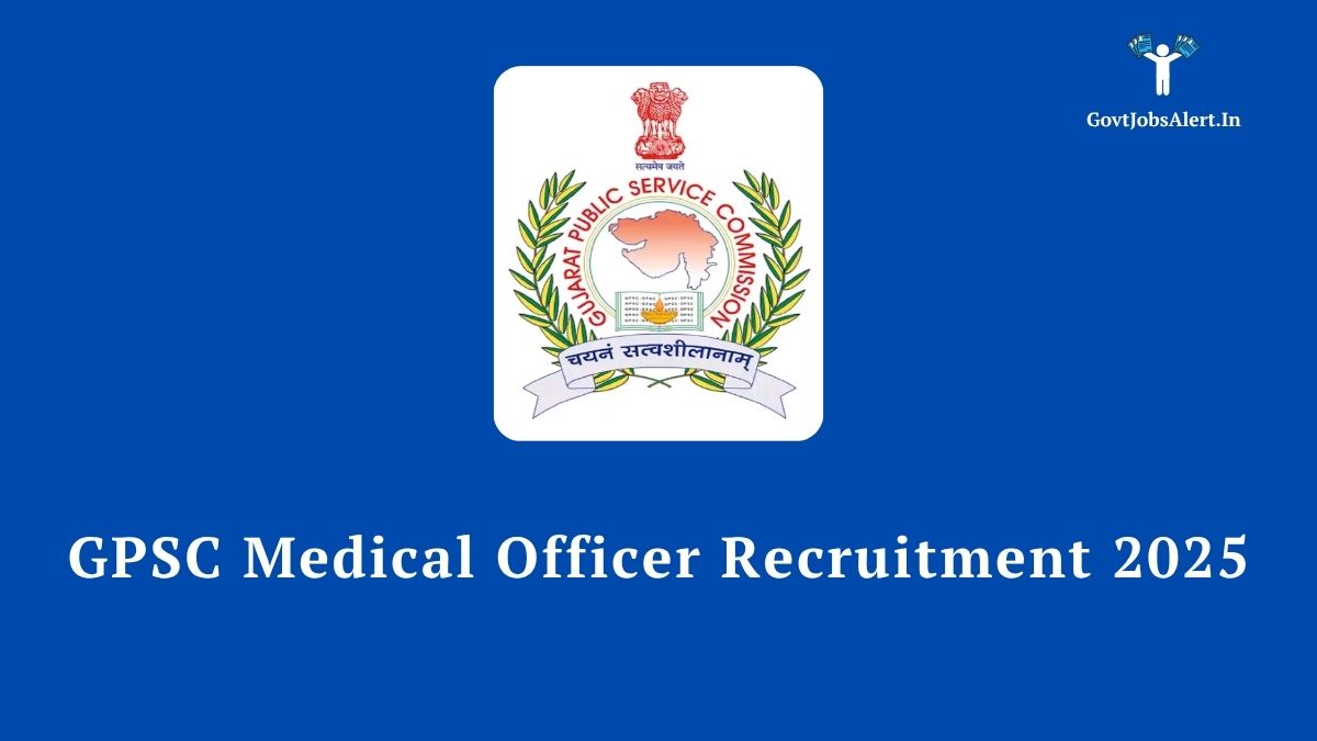 Gpsc medical officer recruitment 2025 for 100 ayurveda posts. Official gpsc logo with key details like vacancy count and last date to apply.