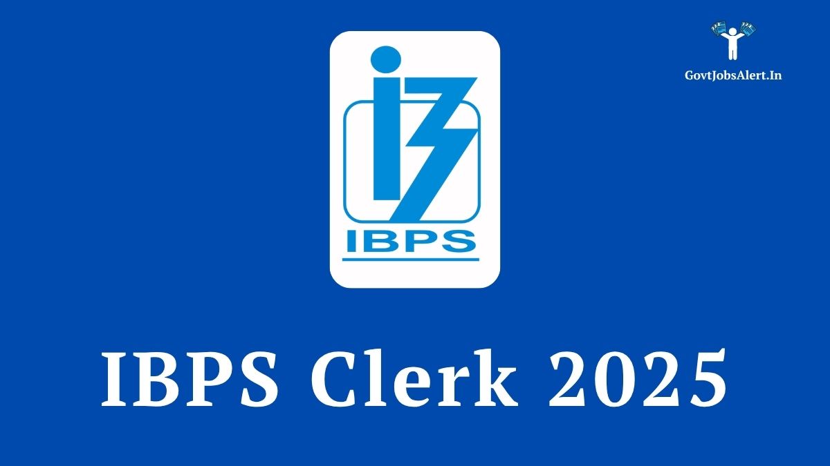Ibps clerk 2025 notification logo and text.