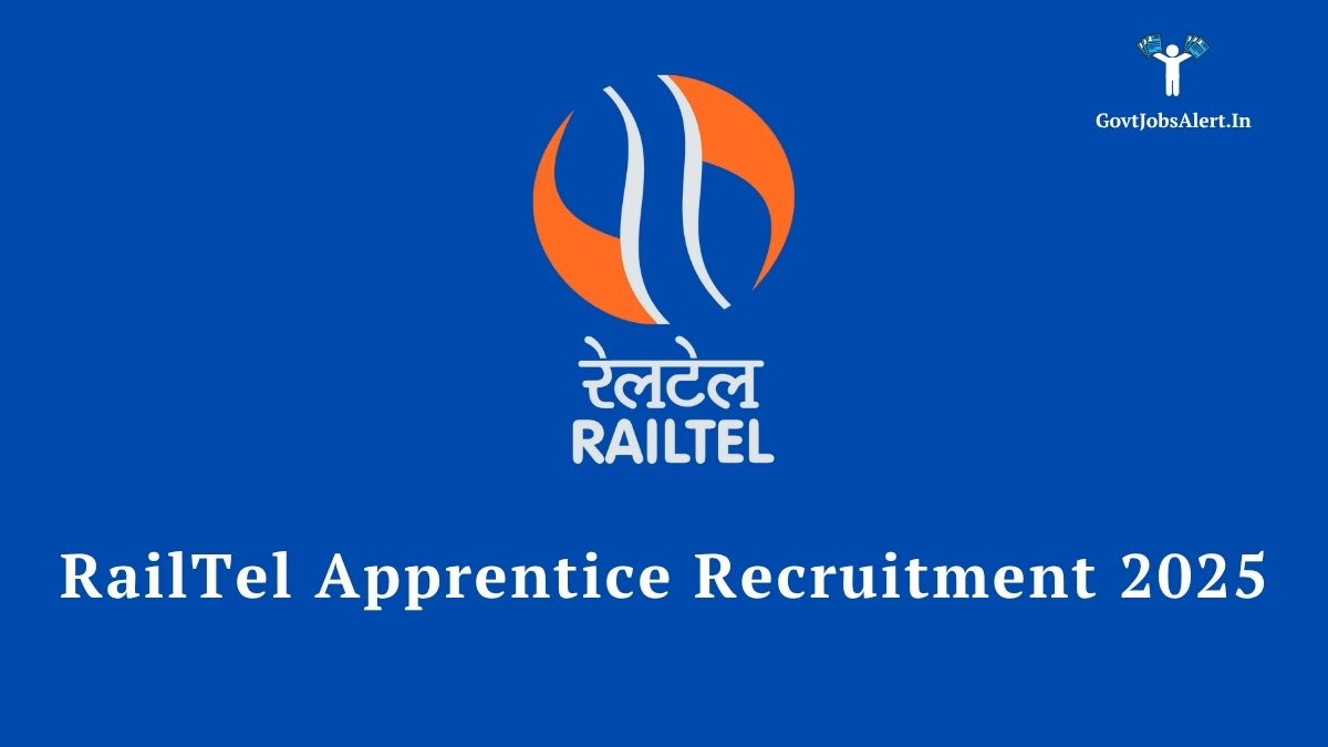 Railtel apprentice recruitment 2025 for graduate & diploma engineers. Official notification poster showing the railtel logo and key job details
