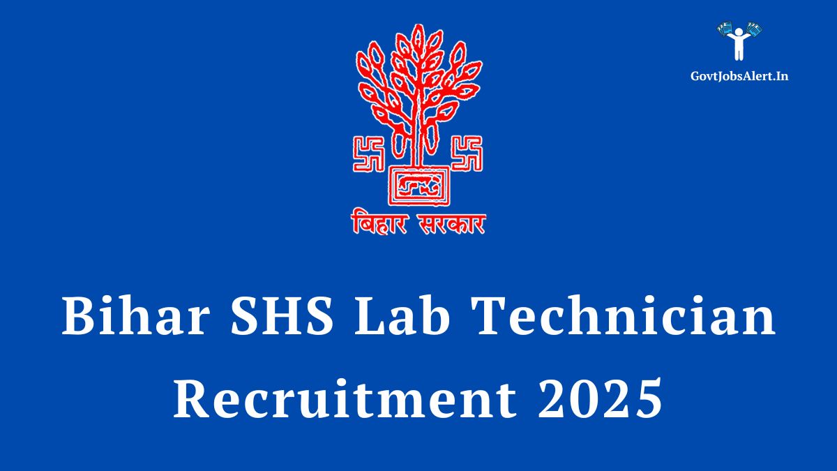 Bihar shs lab technician recruitment 2025 notification for 1075 vacancies, featuring the bihar government logo.