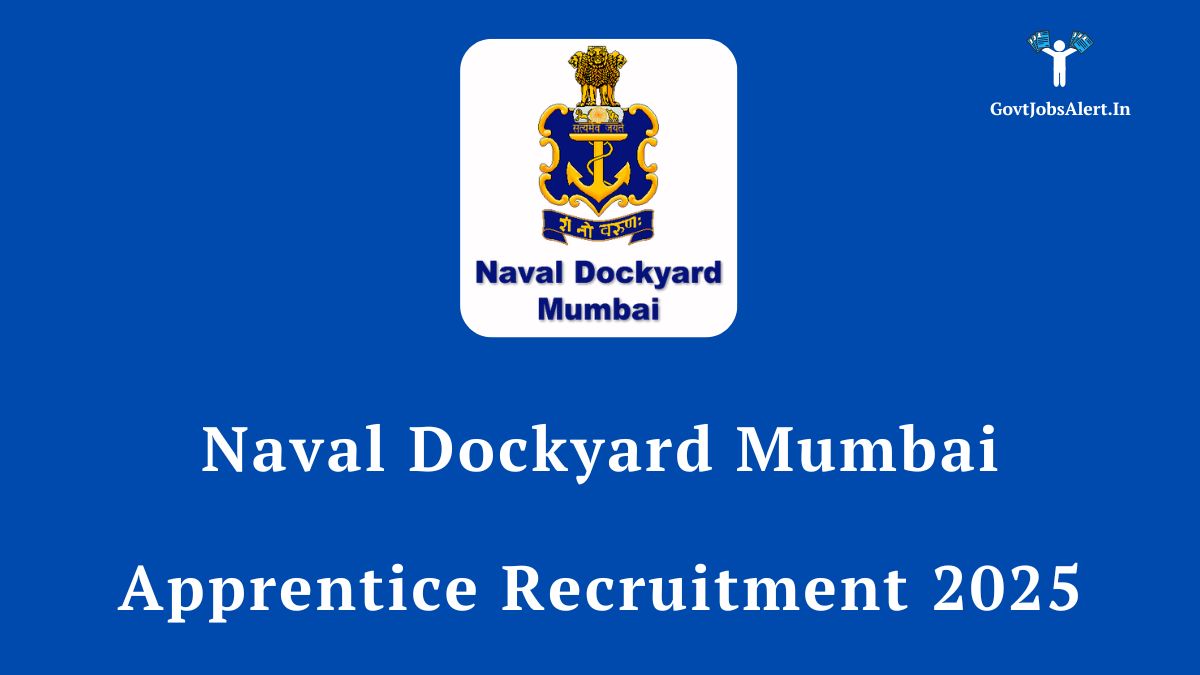Official logo for naval dockyard mumbai with text for the naval dockyard mumbai apprentice recruitment 2025 for 286 posts.