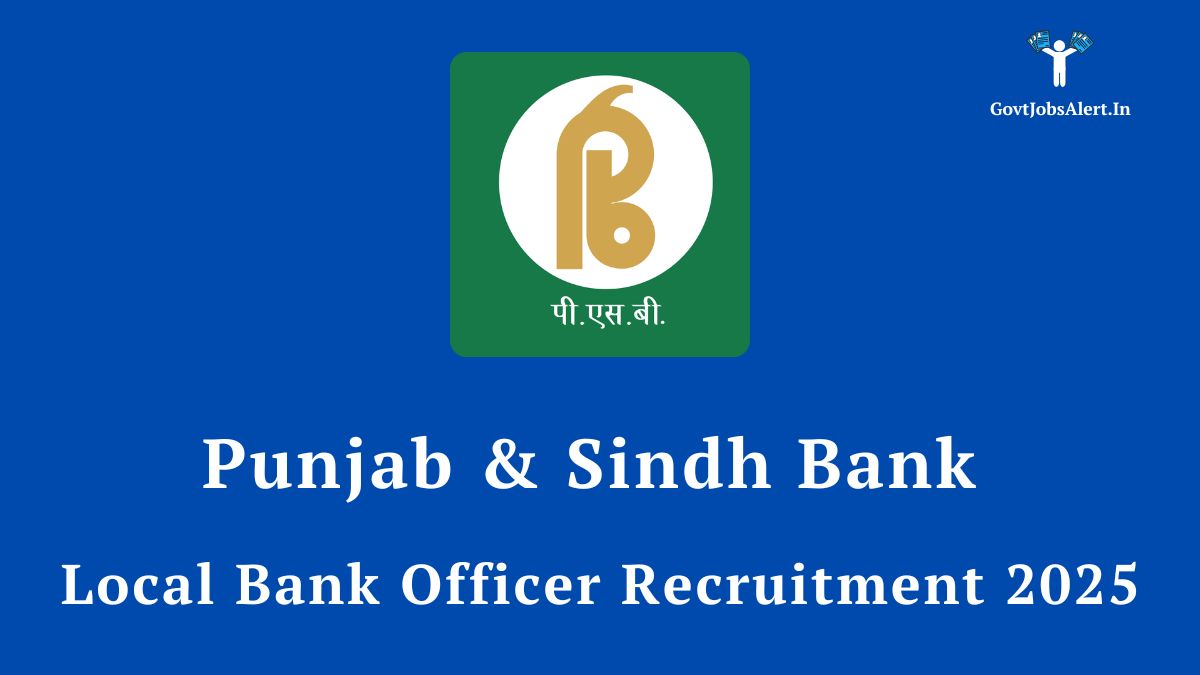 Punjab & sindh bank local bank officer recruitment 2025 notification announcement with the bank's logo on a blue background.