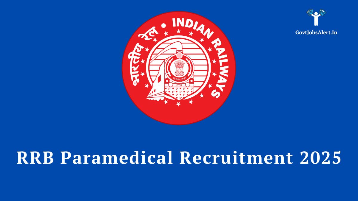Rrb paramedical recruitment 2025 official notification announcement, featuring the indian railways logo on a blue background.