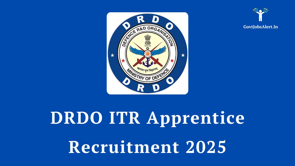 Drdo itr apprentice recruitment 2025 for 54 graduate and technician posts, featuring the official drdo logo.