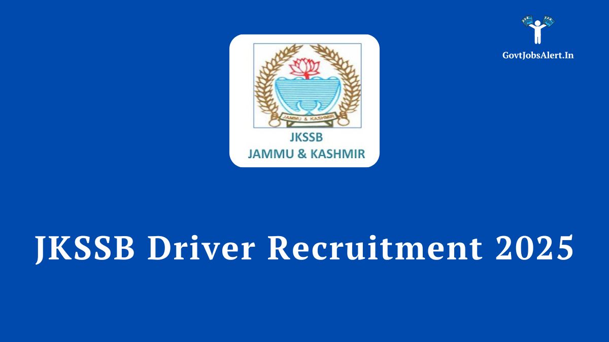 Jkssb driver recruitment 2025 notification details, featuring the official jkssb logo.