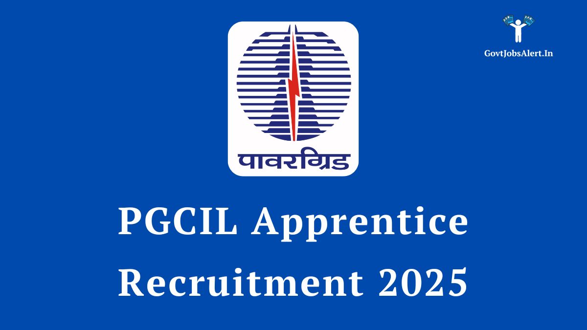 Pgcil apprentice recruitment 2025 announcement banner with the powergrid logo on a blue background.