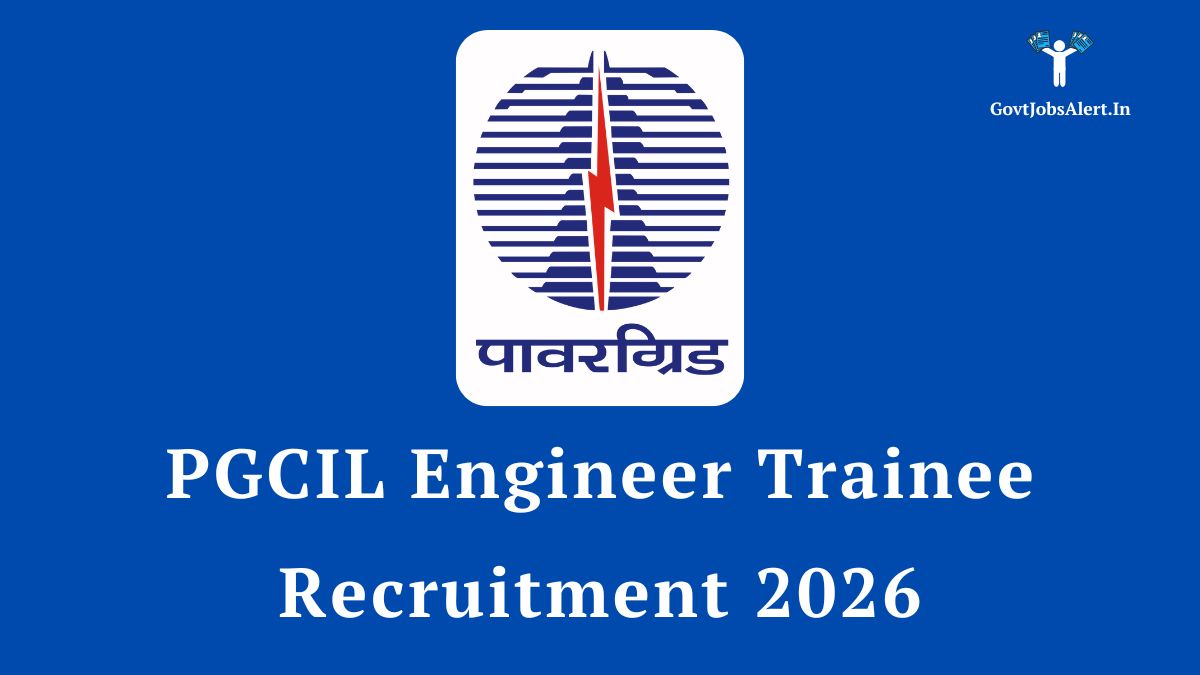 Pgcil engineer trainee recruitment 2026 notification banner with powergrid logo.