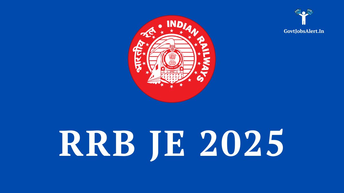 Rrb je 2025 notification for 2570 junior engineer posts, with the official indian railways logo on a blue background.