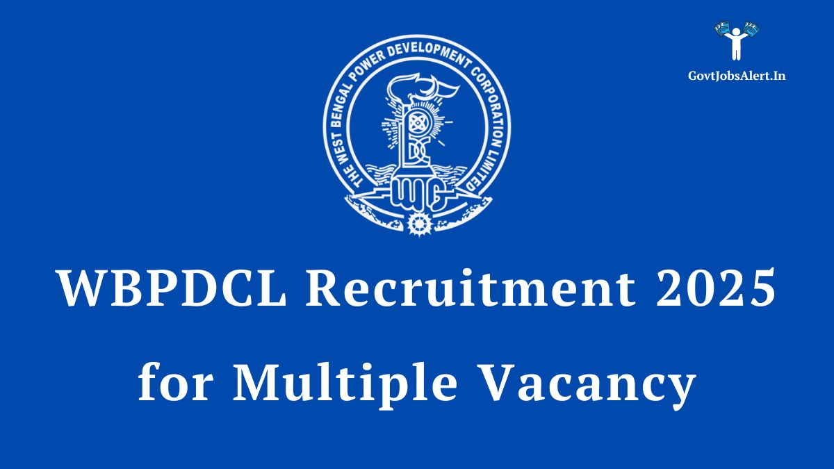 Wbpdcl recruitment 2025 for 499 vacancies for posts like assistant manager, technician. Official wbpdcl logo on a blue background.