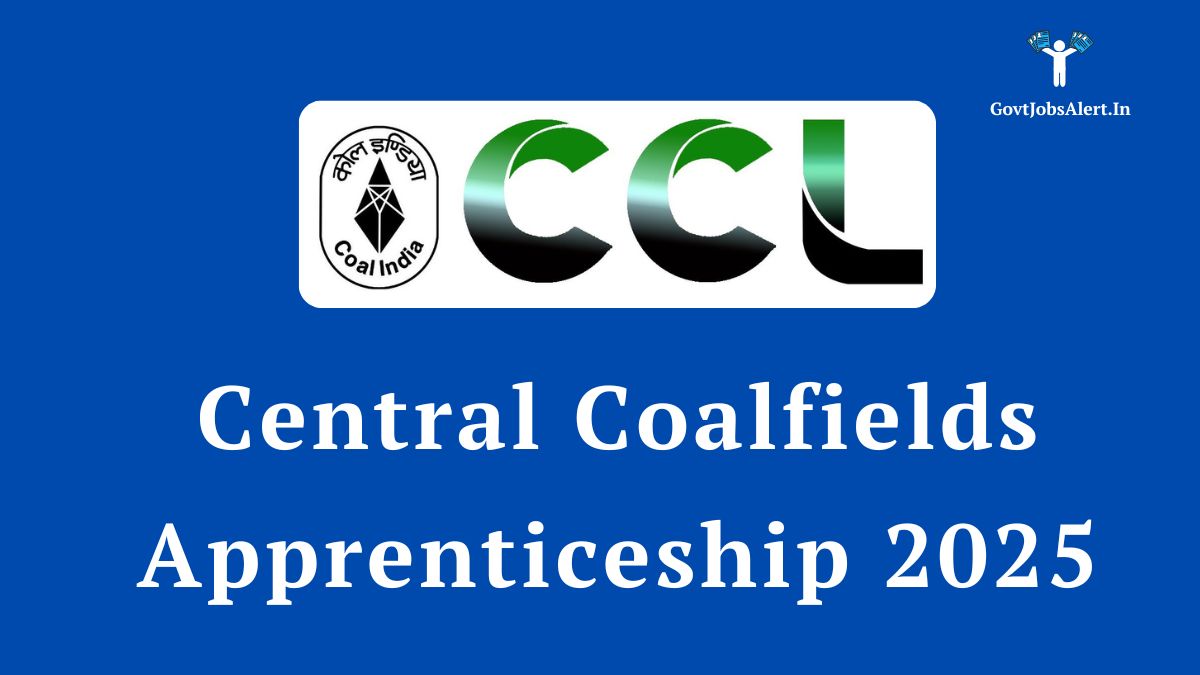 Central coalfields apprenticeship 2025 notification for 1180 iti, diploma, and graduate apprentice posts, featuring the ccl - coal india logo.