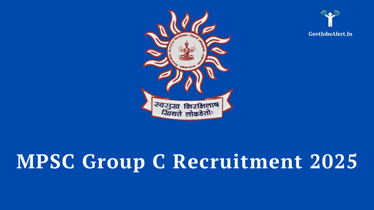 Mpsc group c recruitment 2025 notification for 938 vacancies for clerk-typist, tax assistant, and other posts. Features the official mpsc logo.