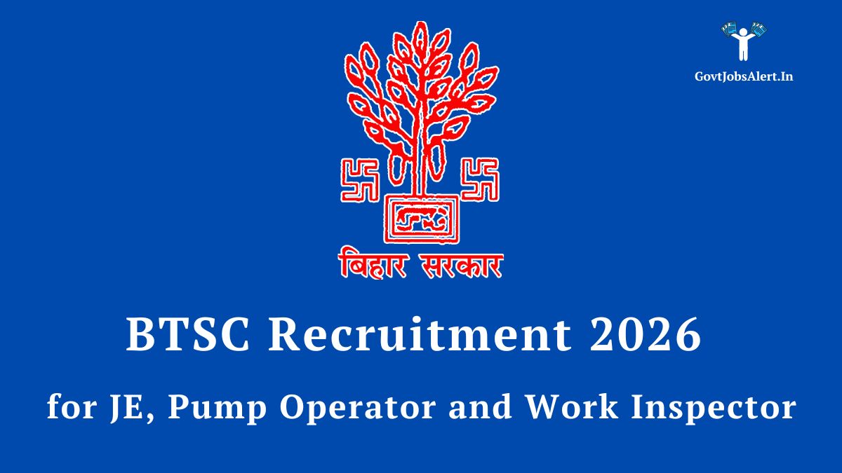 BTSC Recruitment 2026 JE Pump Operator